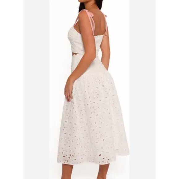Petal & Pup Dresses & Skirts - Petal & Pup Kara Eyelet White 2-Piece Set XS Smocked Top High Waist Skirt